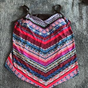 Multicolor Patterned Women's Tankini Top